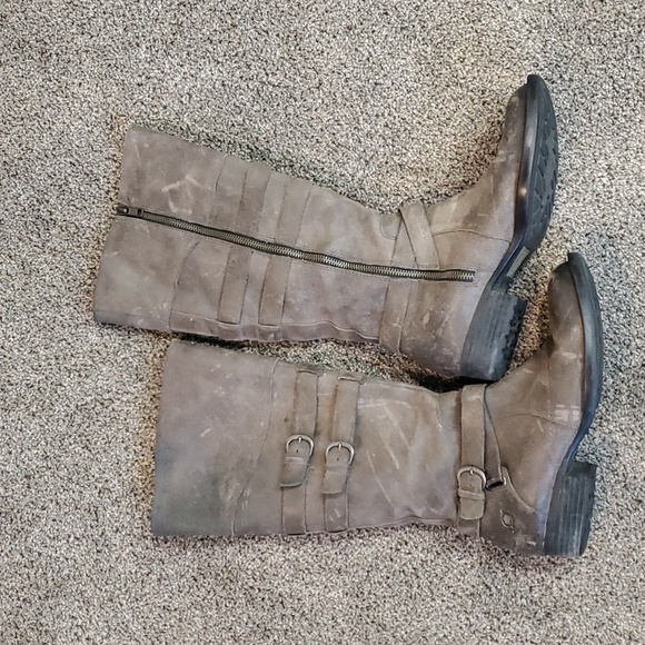 Born Women IVY Comfort Distressed Leather Moto Tall Riding Shoes Boots sz 7.5 - Picture 8 of 12